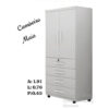 Guarda Roupa Solteiro Maia 2 Ptas-4 Gavs- A.1,91-L.0,76- P.0,45 Cores Variadas.