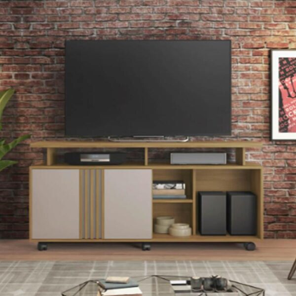 Rack Humor TV58" A. 0,64 L. 1,36 P. 0,39 Cor Flex Cinamomo Off/Cinamomo Grafite.