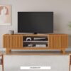 RACK TRUNFO 2PT RIPADA L. 2,00 A.0,69 P. 0,38 TV 70'' COR CINAMOMO.
