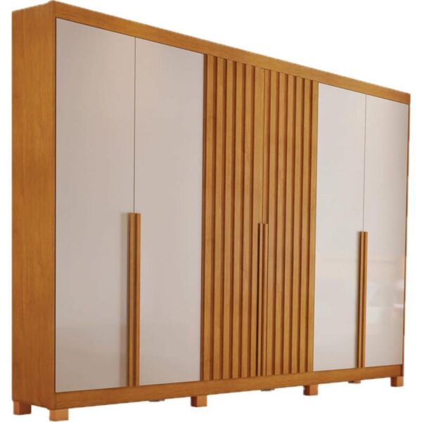 Roupeiro Siena 6PT 6GVT 100%MDF A.2,30 L.2,70 P. 0,56 Naturale Off White.