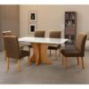 Sala Conjunto de Mesa Malaga c/ 6 adeiras 1,60 x 0,80 Base Turin Carvalho
