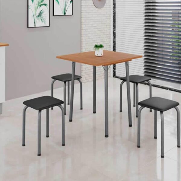 Tub Conjunto Mesa Dobrável C 4 Banquetas Tampo Amaderado  0,76/0,70-0,70