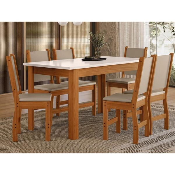 Mdf Conjunto Mesa 6 Cadeiras 1,50 X 0,80 Bellagio