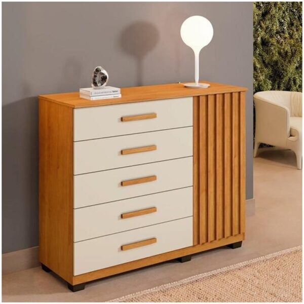 Bm Comoda Paris 5Gvtas C/Sap. C/ Ptas Ripadas A.1,10 L.1,22 P.0,46 Cores Variadas