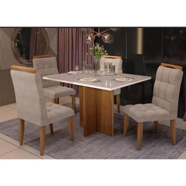 Sala Conjunto de Mesa Los Angeles 0,90 X 0,90 4 Cad Tmp Vidro Canto Reto