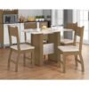 Mdf Conjunto de Mesa Milano c/ 4 Cadeiras Carv. Off White.