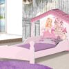 Cama Solteiro Casa Princesa Branco Rosa  Alt 1,19m Larg 0,99m Prof 1,94m