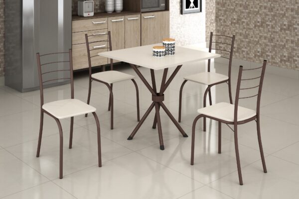 Tub  Conjunto Mesa Rio 70x70  Tmp Ardosia Quadrado c/4 Cds Cores Variadas