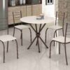 Tub Conjunto Mesa Rio 70 Marrom Tmp Ardosia Redonda Off White com 4 Cds