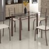 Tub Conjunto Mesa Rio 1,00 x 0,60 Martelado Tmp Vidro com 4 Cadeiras
